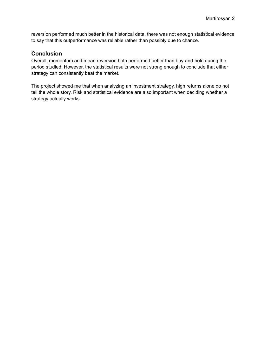 Do Momentum and Mean-Reversion Strategies Beat the Market? — page 2