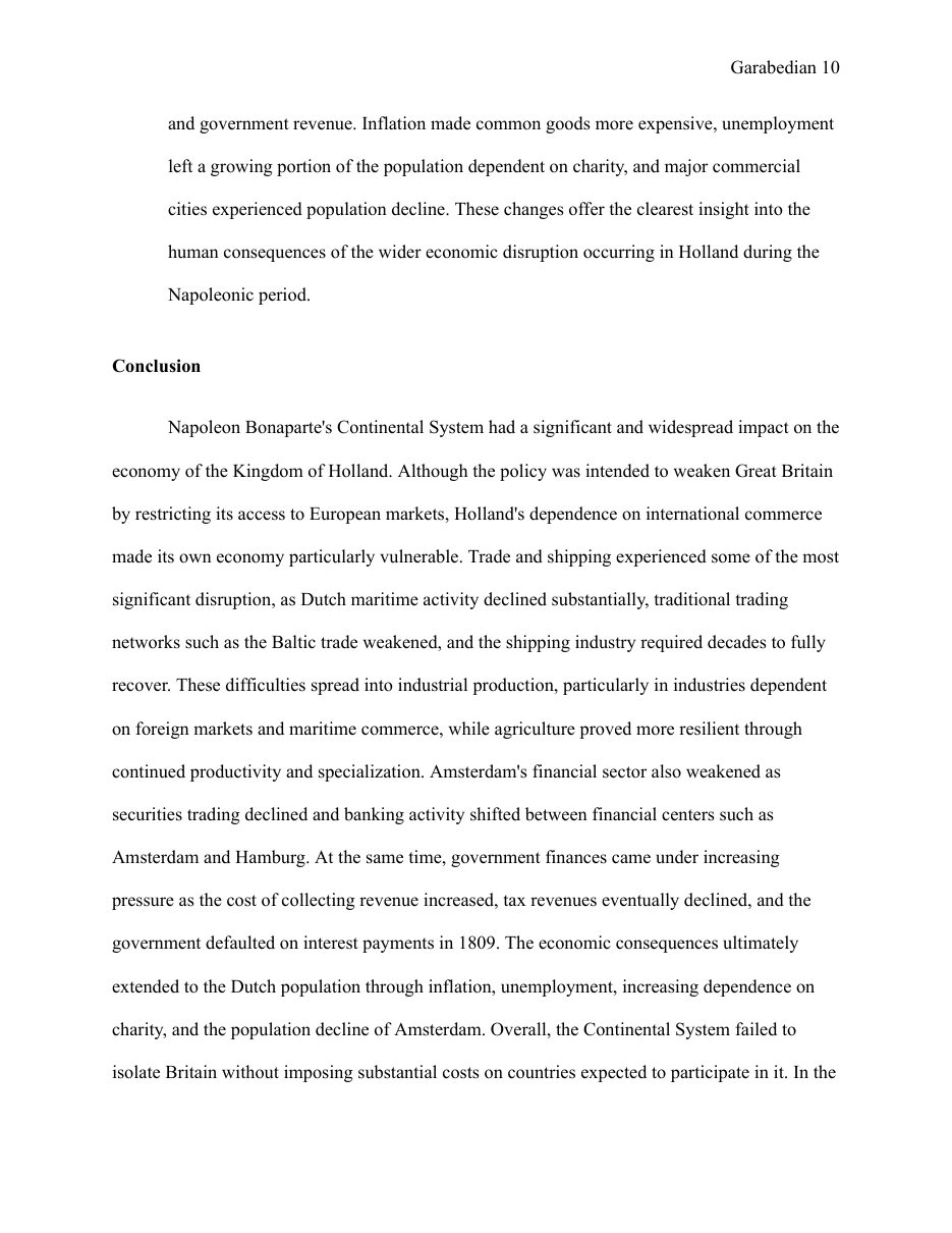 Napoleon Bonaparte's Continental System and its Economic Impact on the Kingdom of Holland — page 10