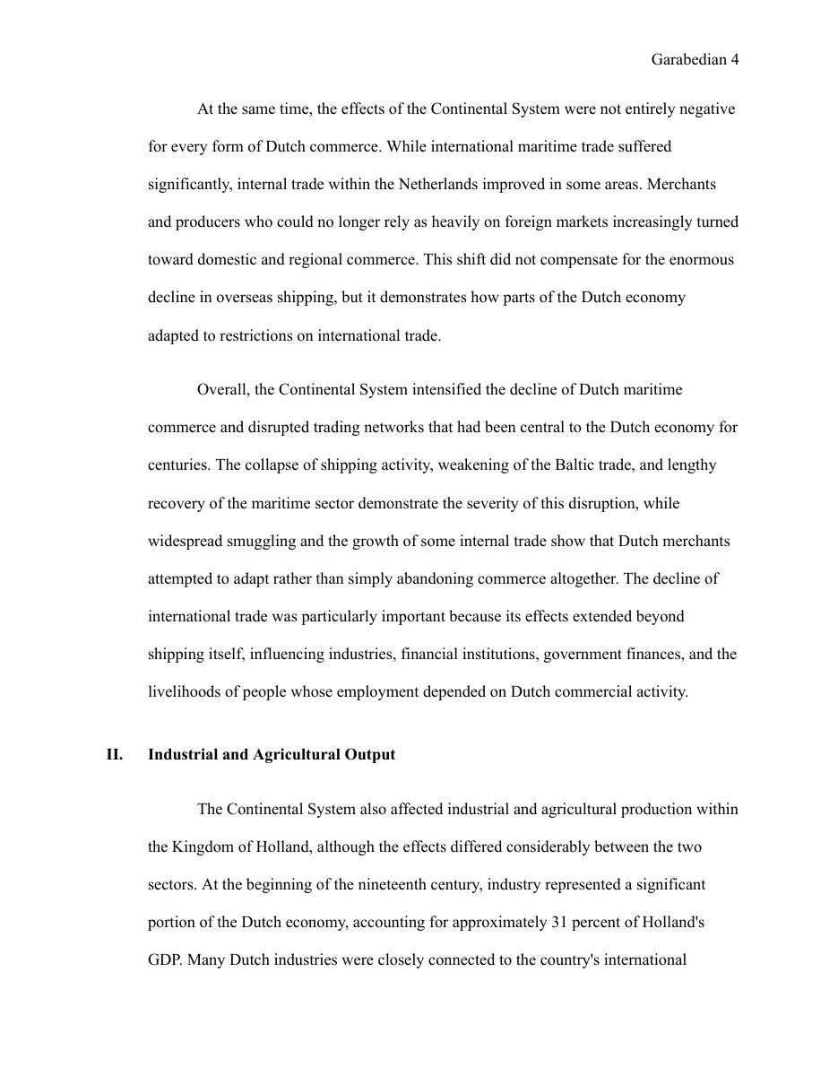 Napoleon Bonaparte's Continental System and its Economic Impact on the Kingdom of Holland — page 4