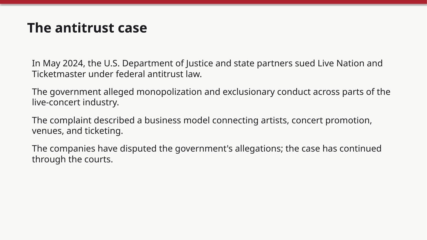 Live Nation & Ticketmaster: Monopoly Power, Competition, and the Live Music Industry — slide 7