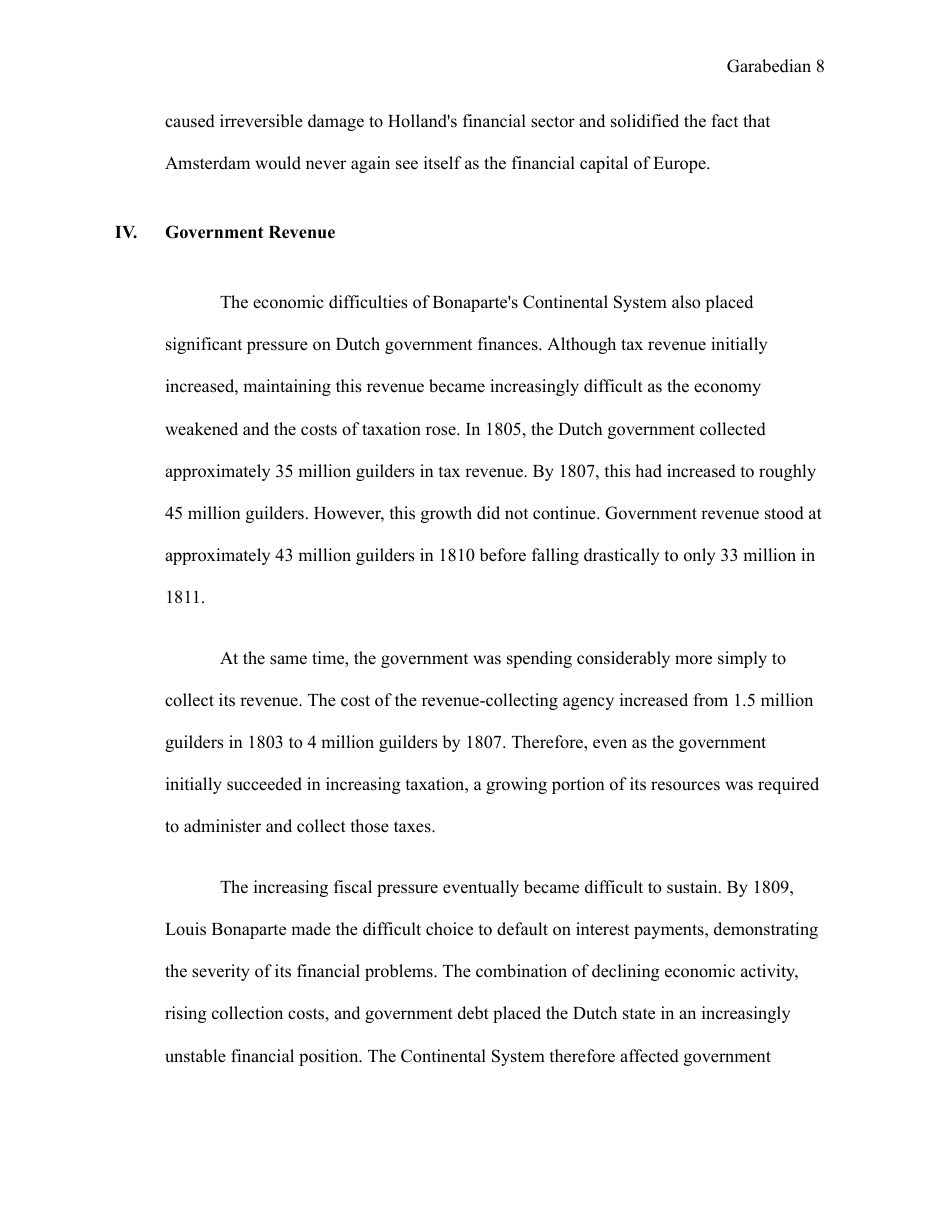 Napoleon Bonaparte's Continental System and its Economic Impact on the Kingdom of Holland — page 8