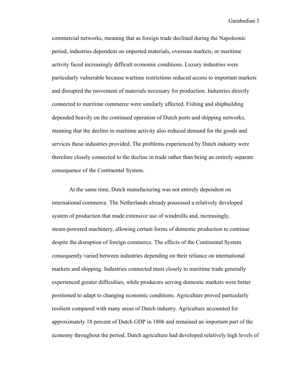 Napoleon Bonaparte's Continental System and its Economic Impact on the Kingdom of Holland — page 5